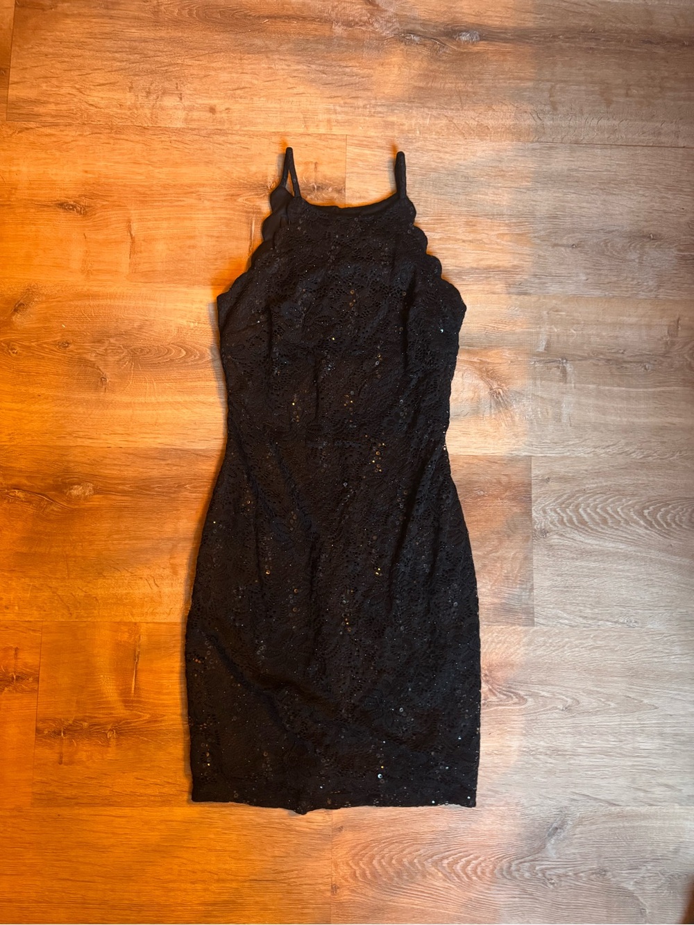 Black Lace Sequin Bodycon Dress - Women's Evening Dress